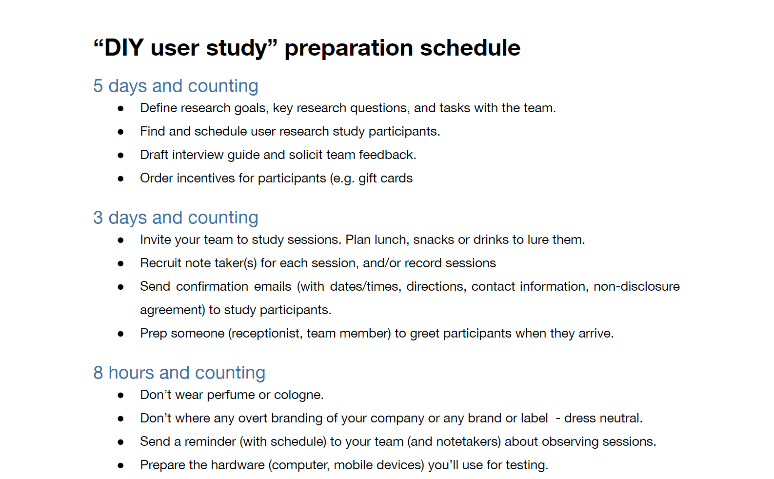 User Studies Preparation Guide
